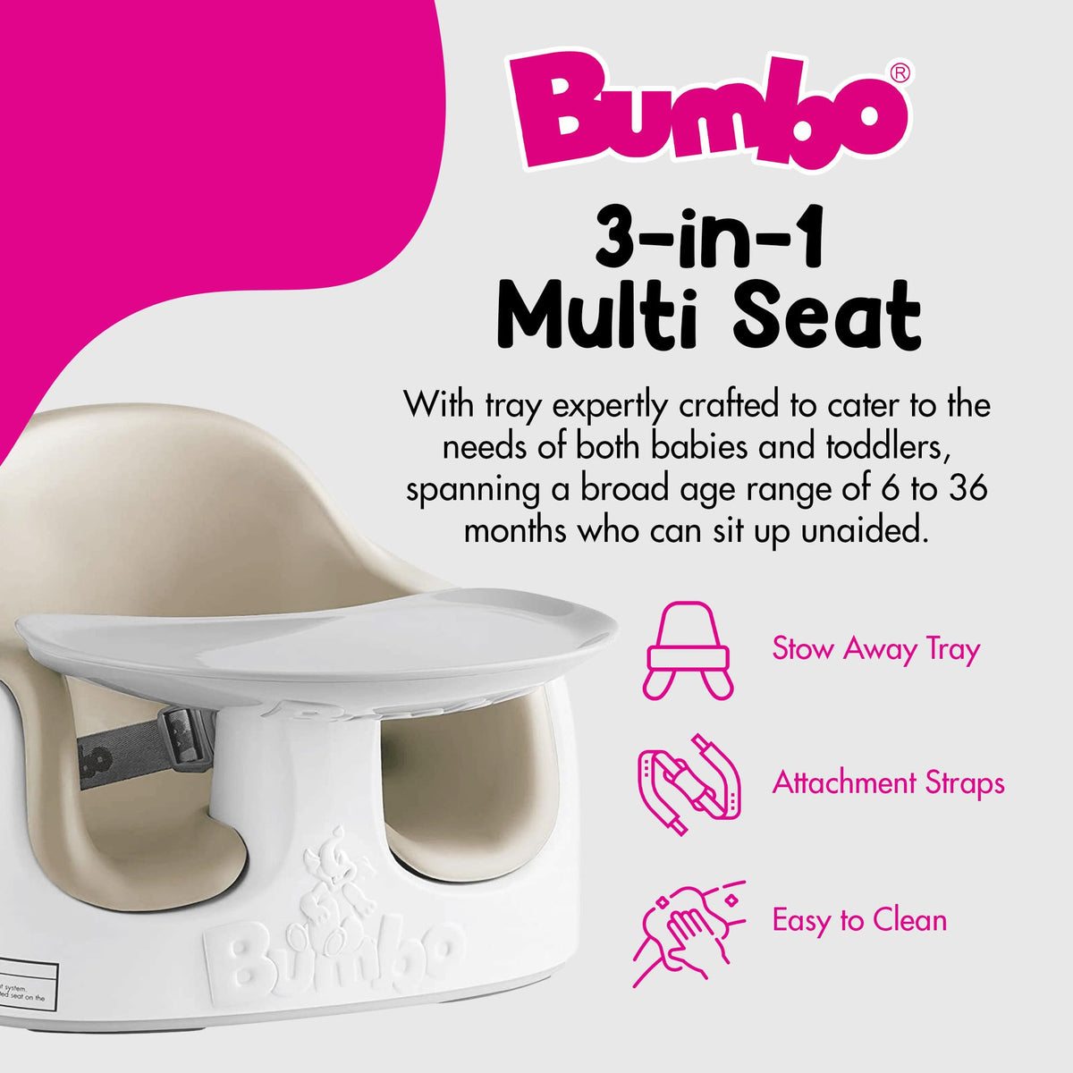 Portable Infant Multi-Seat with Tray, 6 to 36 Months, Taupe U84313
