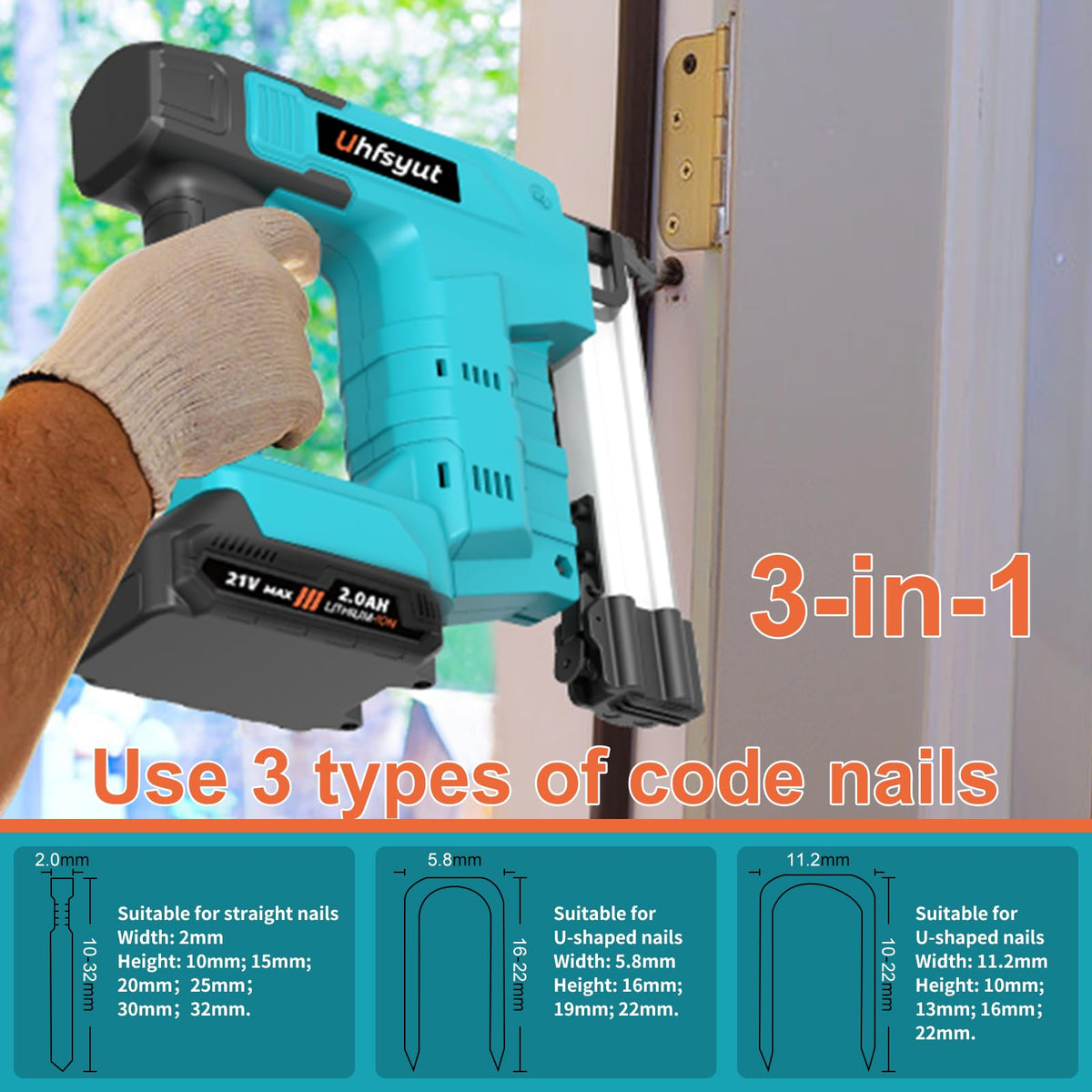 Cordless 21V 2 in 1 Brad Nailer and Staple Gun Q42019