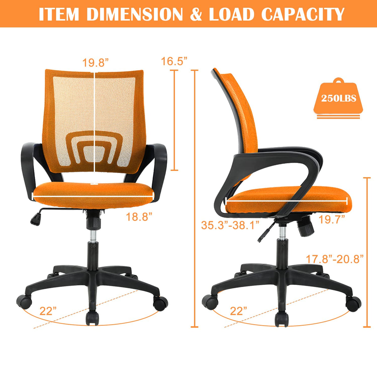Adjustable Mesh Office Chair with Lumbar Support Y5131