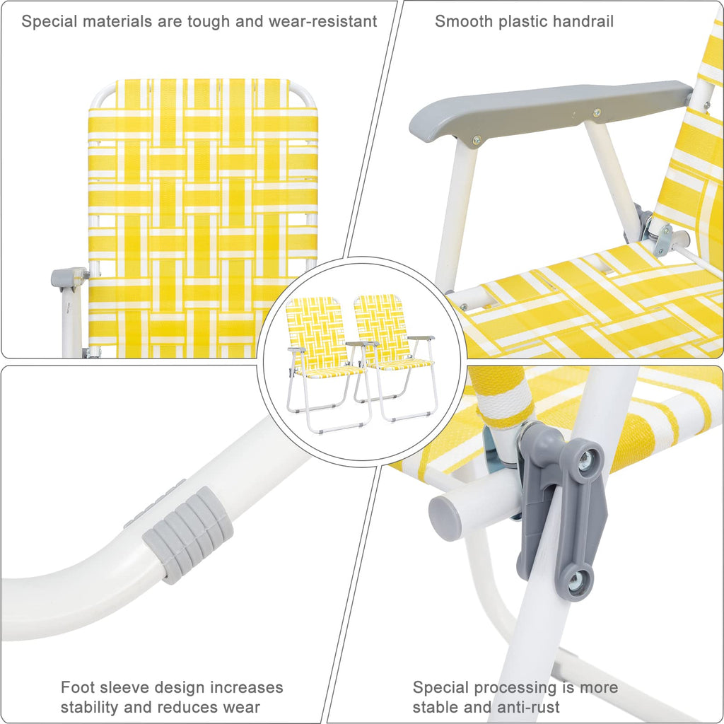 Set of 2 Yellow & White Webbed Folding Chairs S72830
