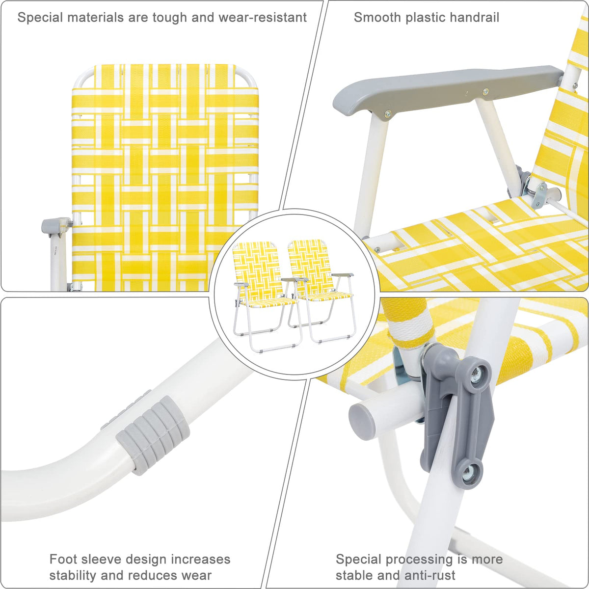Set of 2 Yellow & White Webbed Folding Chairs S72830