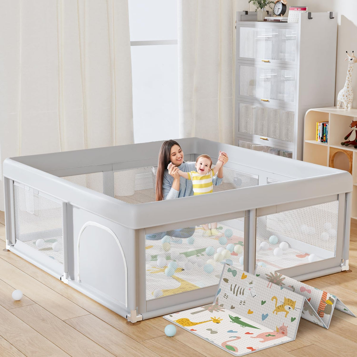 Baby Playpen with Mat, 50x50 Inch D3767