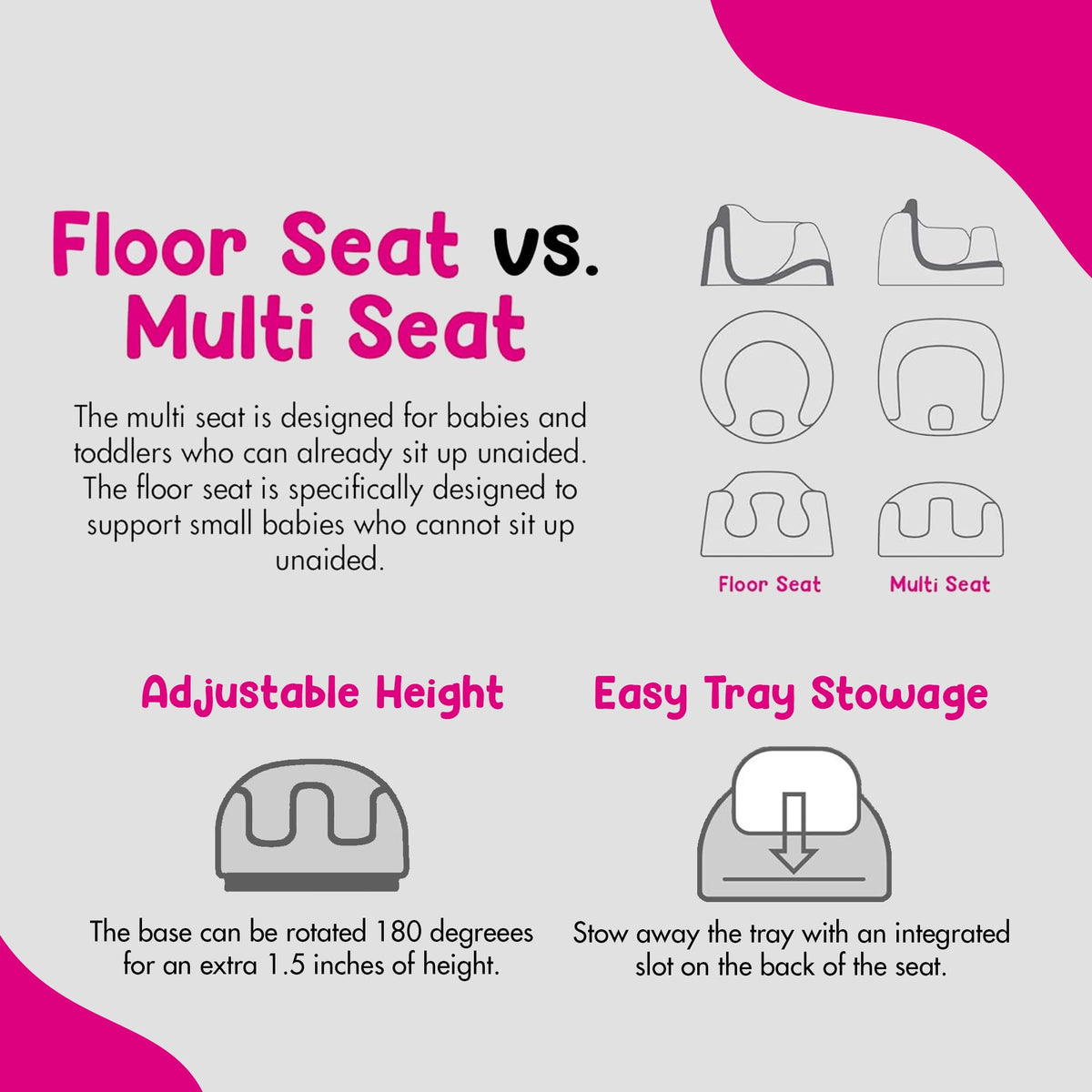 Portable Infant Multi-Seat with Tray, 6 to 36 Months, Taupe U84313