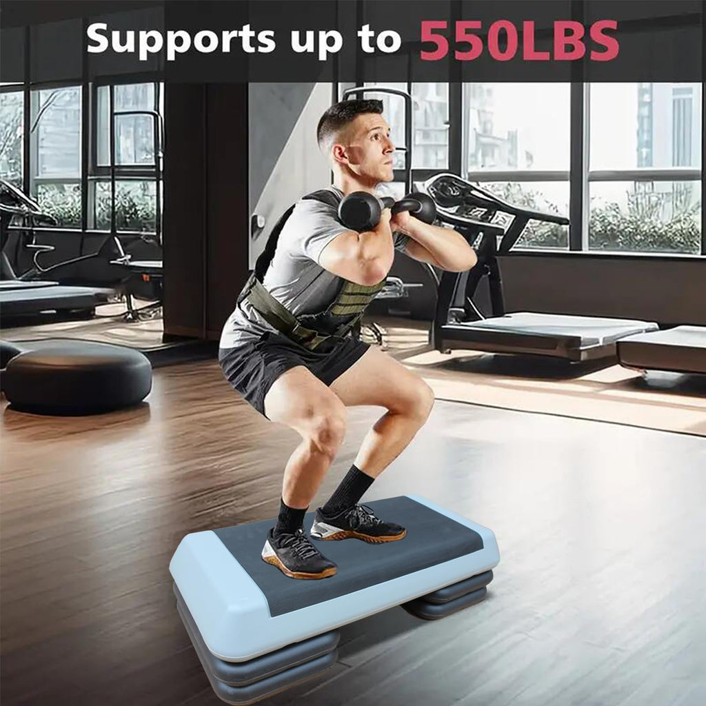 Adjustable Aerobic Exercise Step Platform with 2/4 Stackable Risers N95113