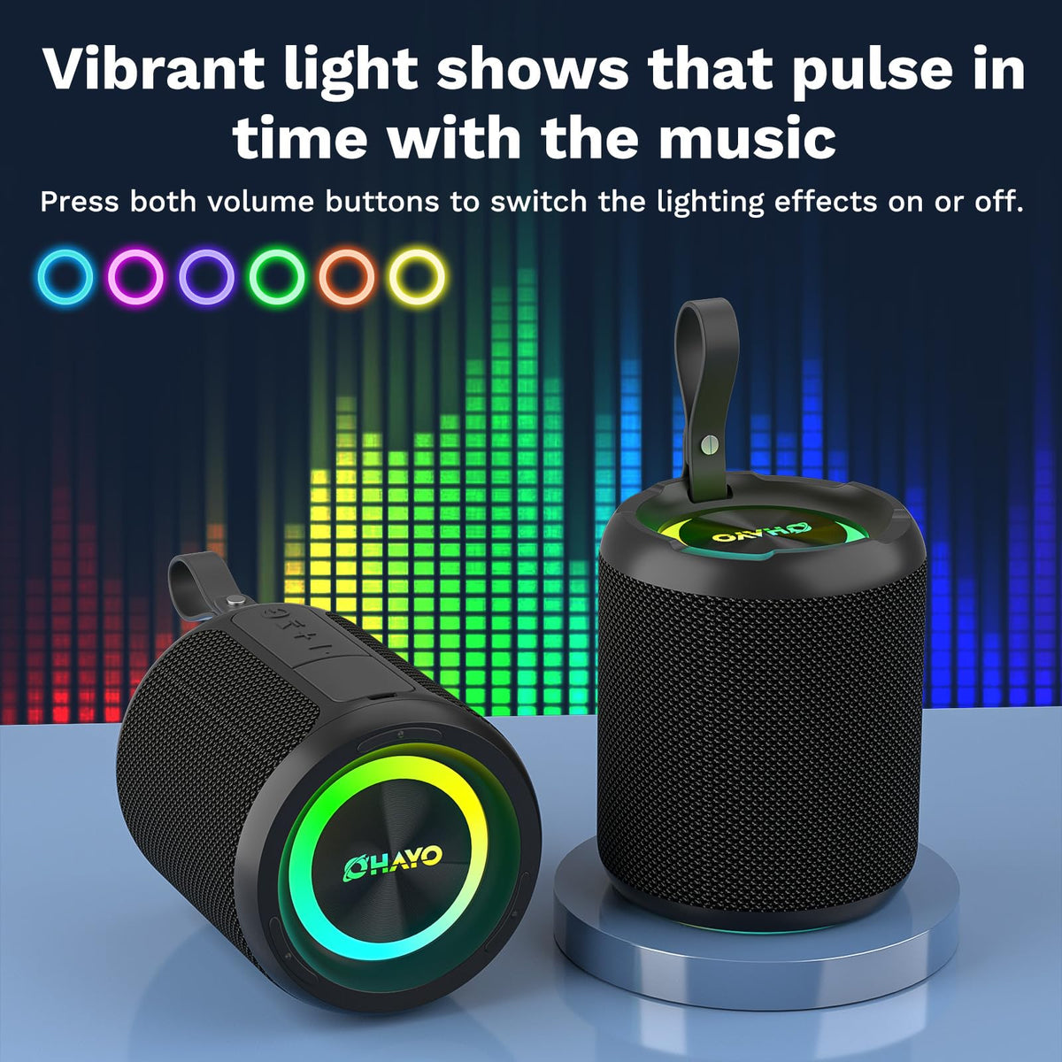 40W Wireless Portable Bluetooth Speaker with Lights, IPX7 Waterproof I72766