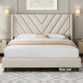 Queen Bed Frame with Tufted Headboard, Beige W8559