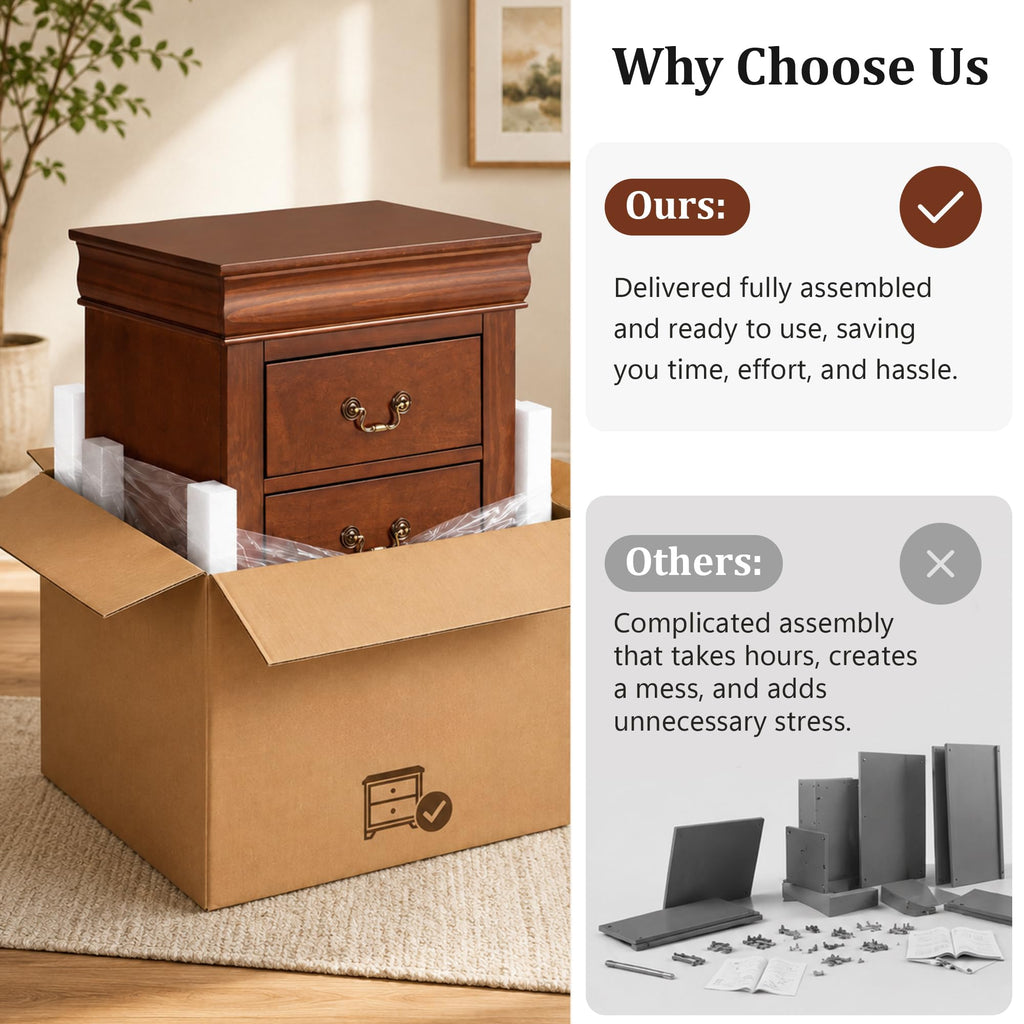 Solid Wood 2 Drawer Nightstand Z827