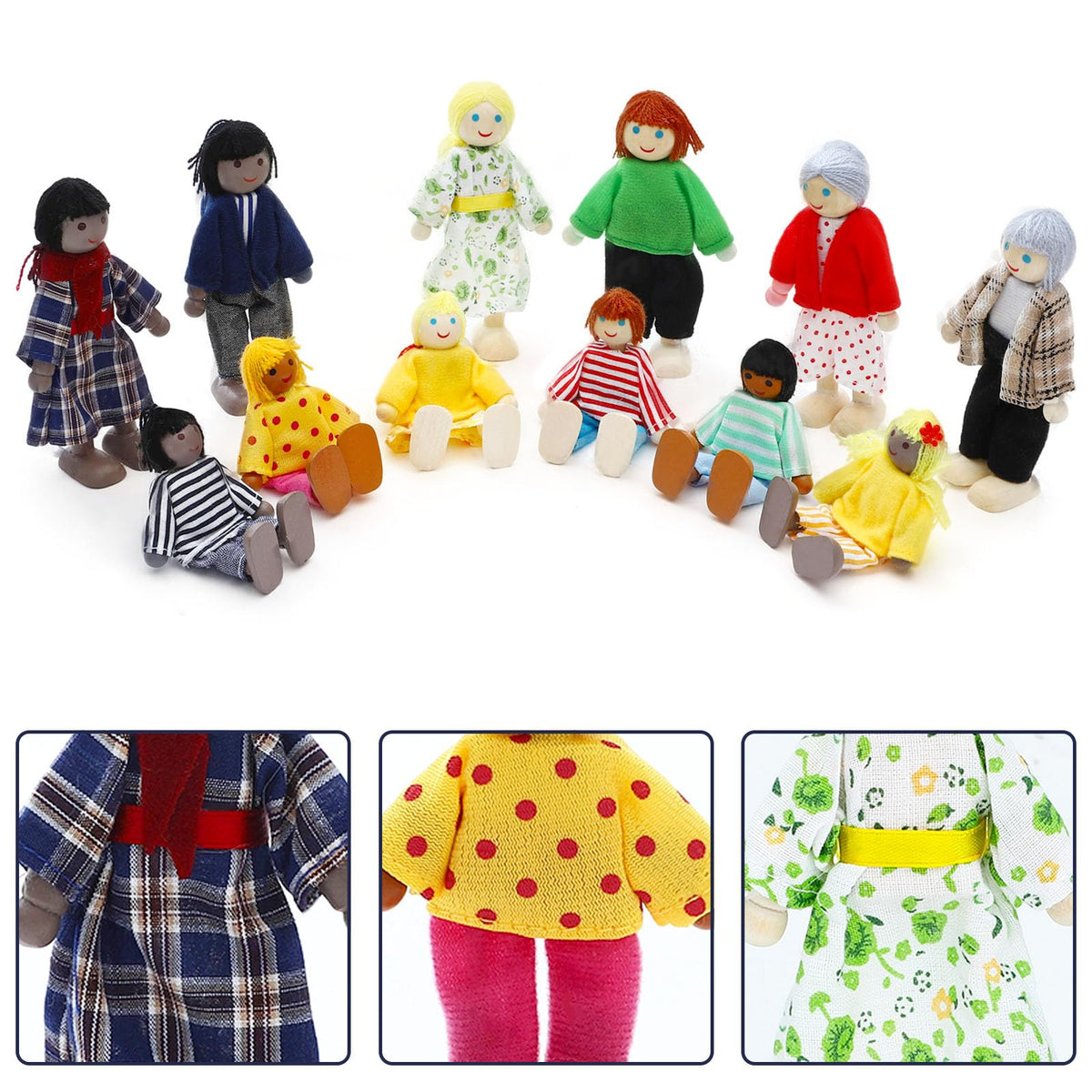 Wooden Dollhouse Family Set 23 Pieces Q167