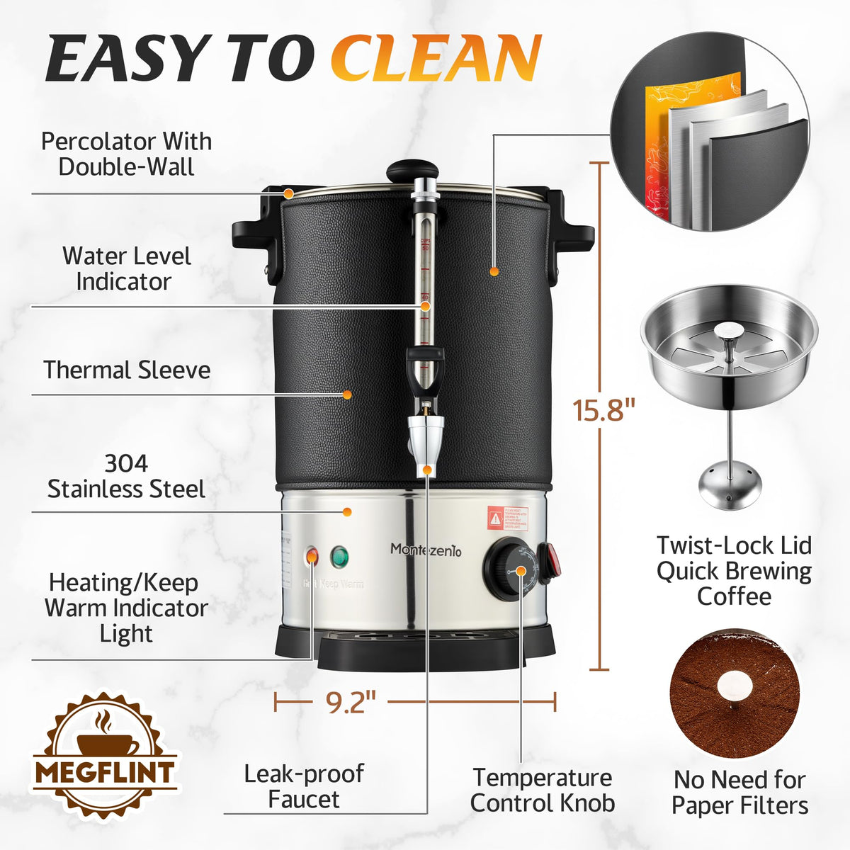50-Cup Stainless Steel Double Insulated Coffee Urn U162913