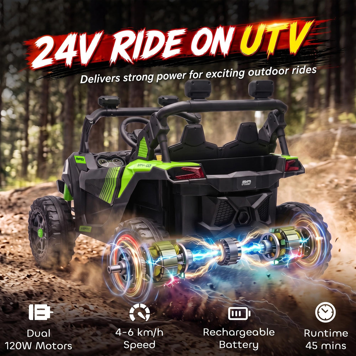 24V 2 Seater Ride On Truck Car Green G781