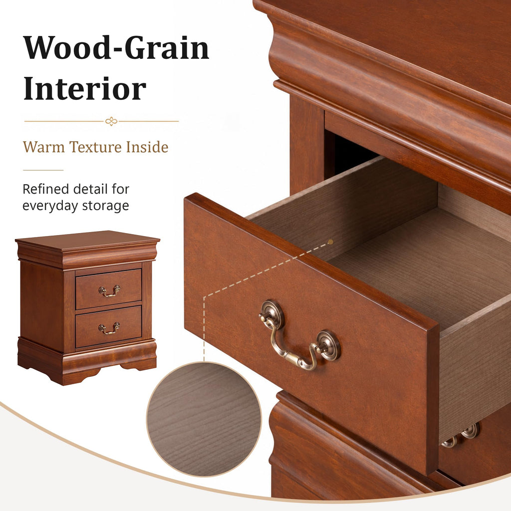 Solid Wood 2 Drawer Nightstand Z827