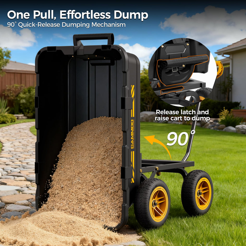 10-in No-Flat Tires Garden Dump Cart Wheelbarrow P324