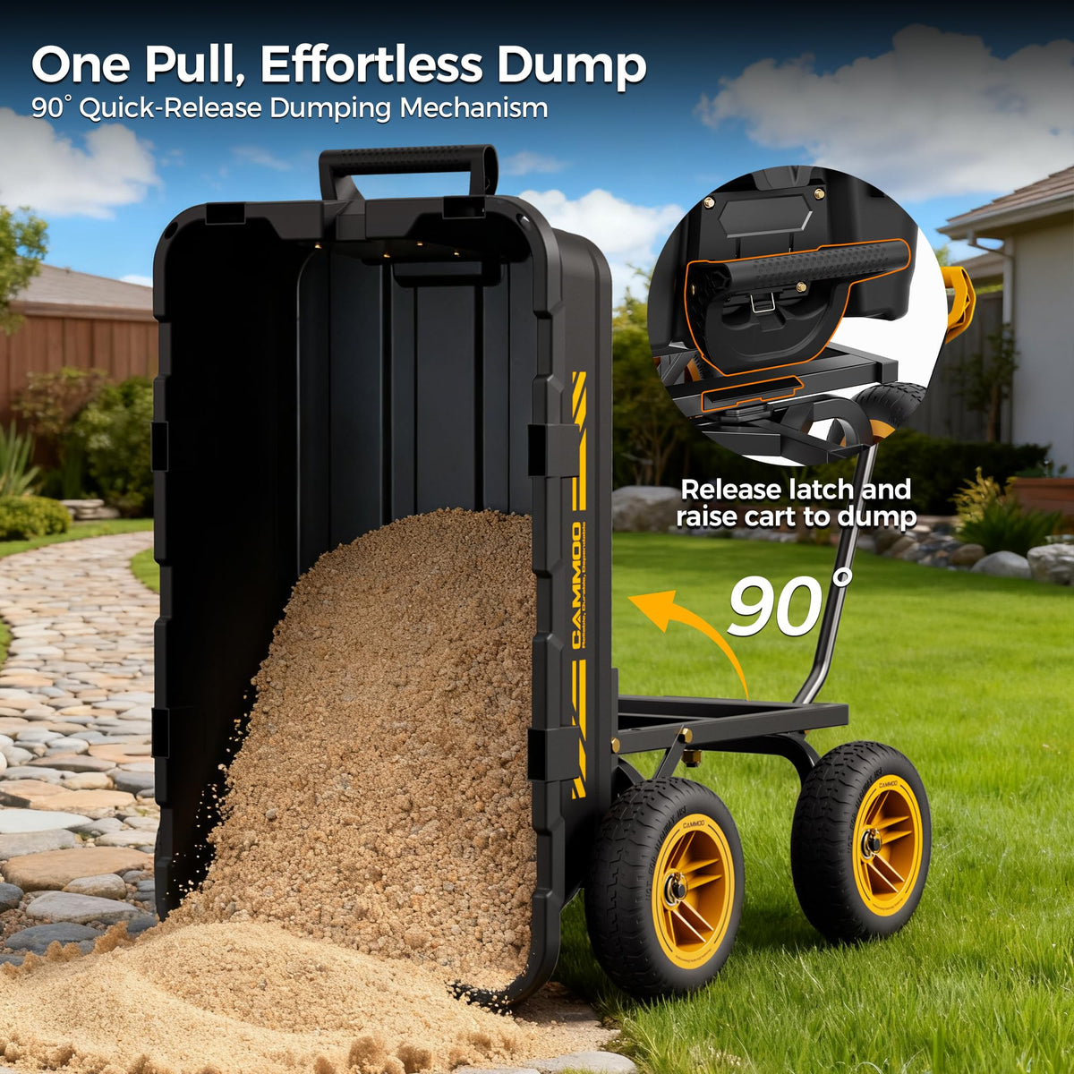10-in No-Flat Tires Garden Dump Cart Wheelbarrow P324