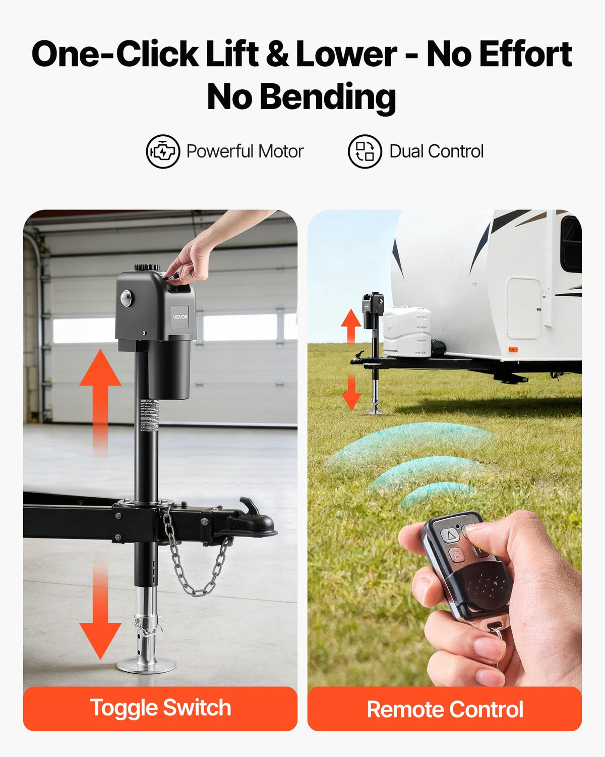 Electric Trailer Jack 7500 lbs Capacity 12V DC Black Y1971