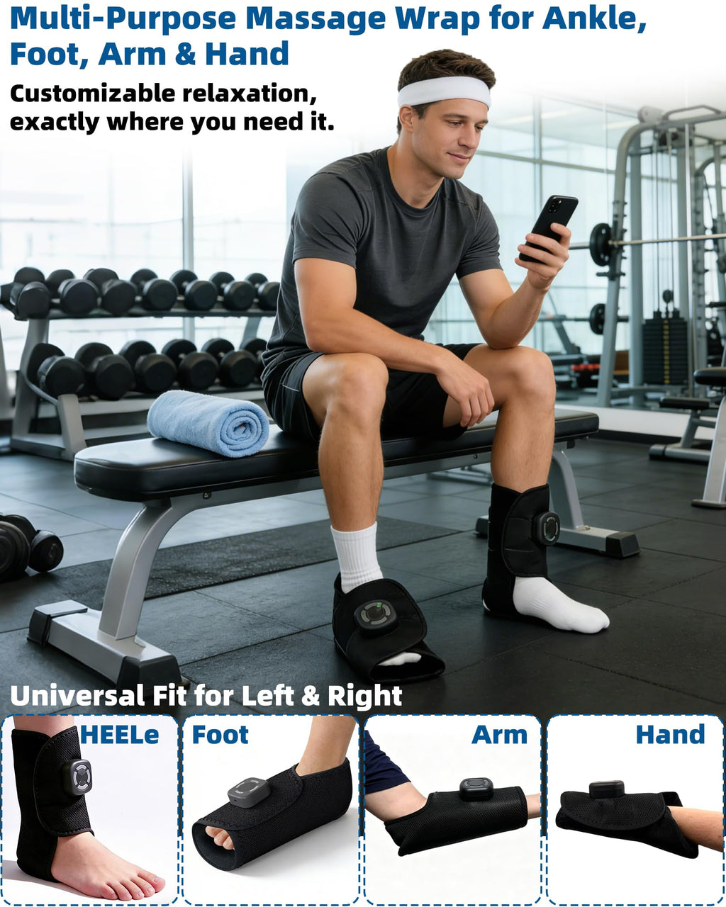 Cordless Air Compression Foot & Ankle Massager with Heat & Vibration H8132