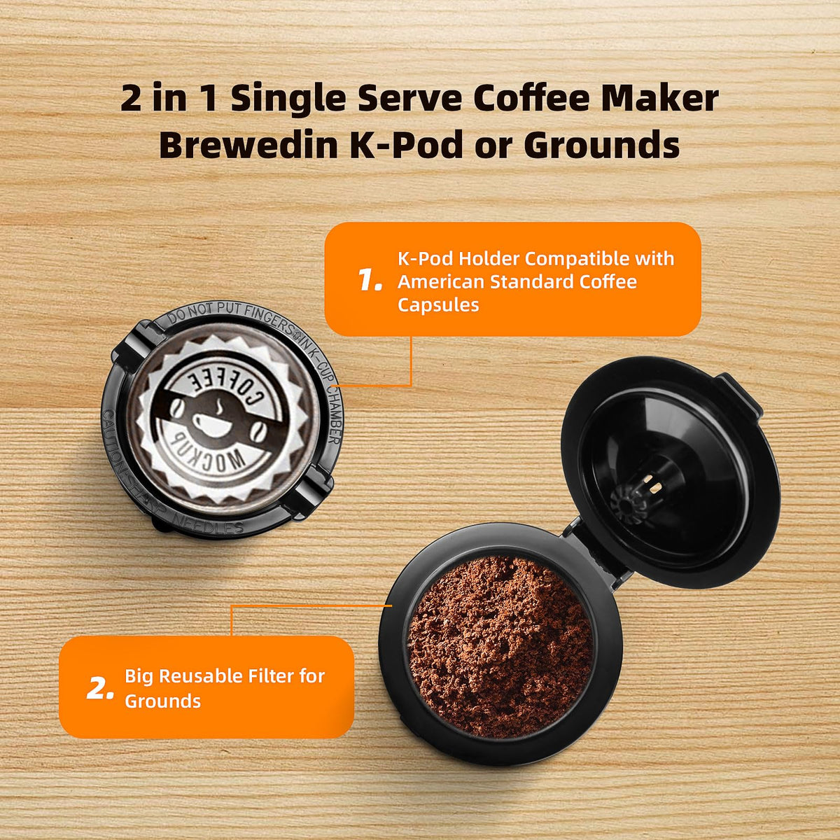 Single Serve Coffee Maker for K Cup and Grounds O877468