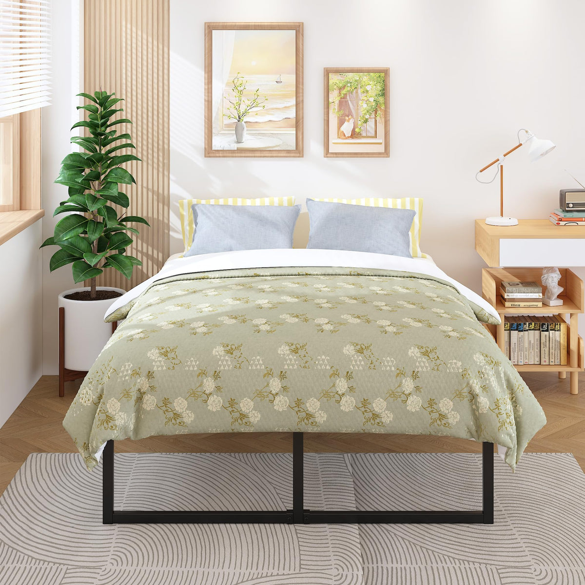 Queen Bed Frame 18 Inch with Steel Slat Support M1117