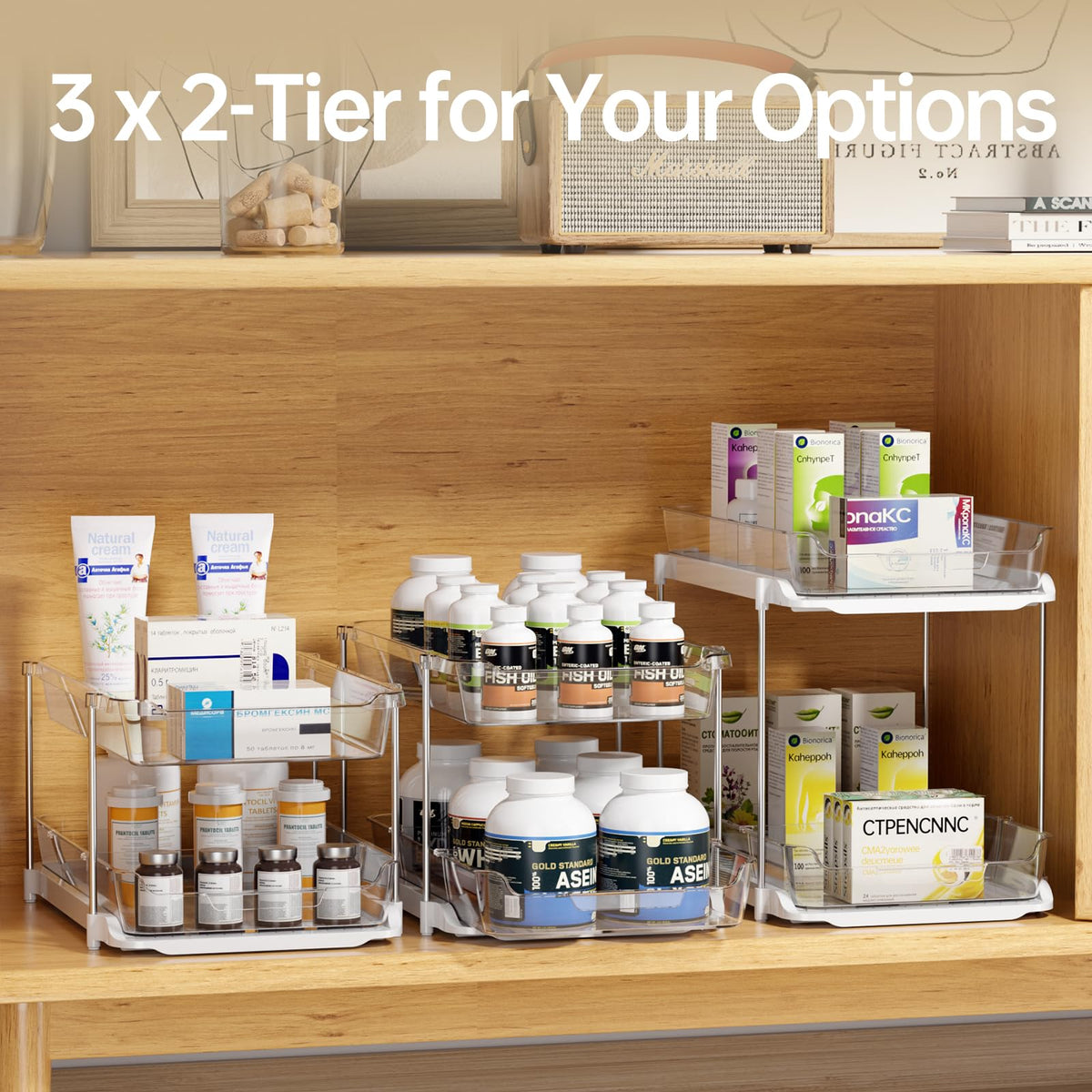 2 Sets of 3-Tier Under Sink Organizers and Storage U8960