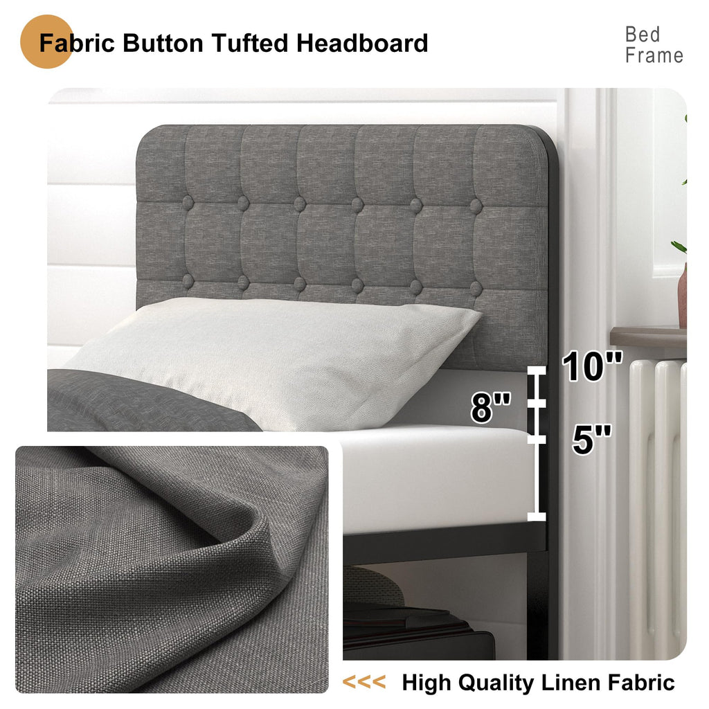 16 Inch Twin XL Upholstered Metal Bed Frame G885