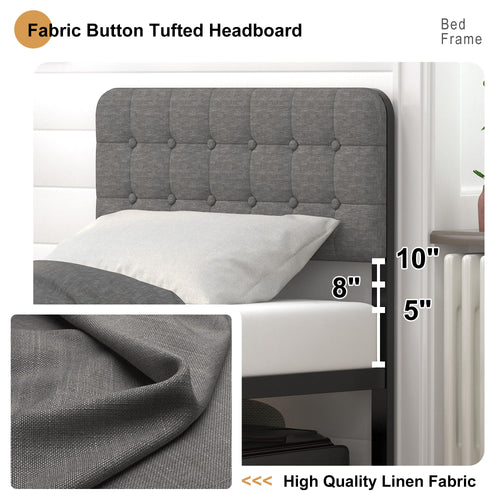 16 Inch Twin XL Upholstered Metal Bed Frame G885