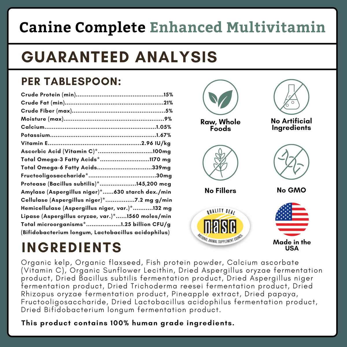 Organic Dog Vitamins, 1 Lb, 45 Scoops S778