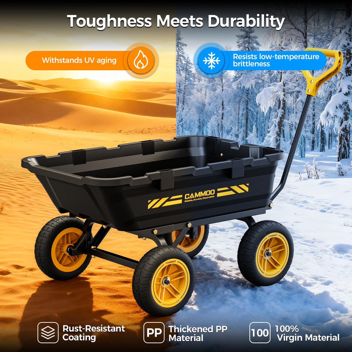 10-in No-Flat Tires Garden Dump Cart Wheelbarrow P324