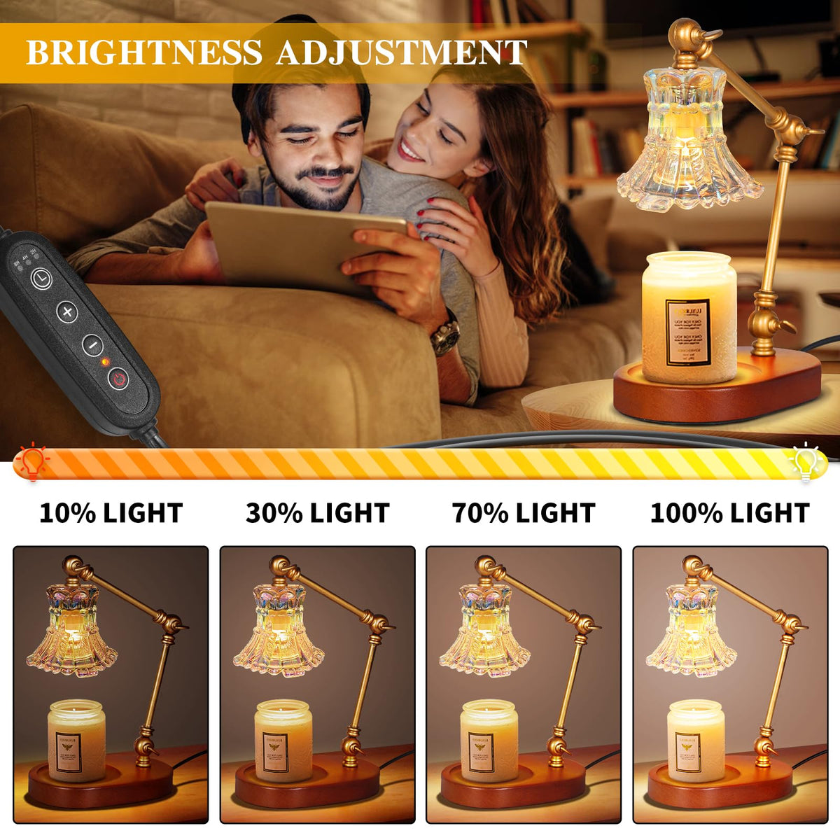 Adjustable Dimmable Electric Candle Warmer Lamp with Timer M8878