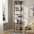 5-Tier Ladder Shelf Black Metal Frame Rustic Brown U271696