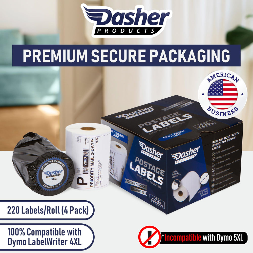 Thermal Shipping Labels 4x6, Water Resistant, Strong Adhesive, 220 per Roll T49943
