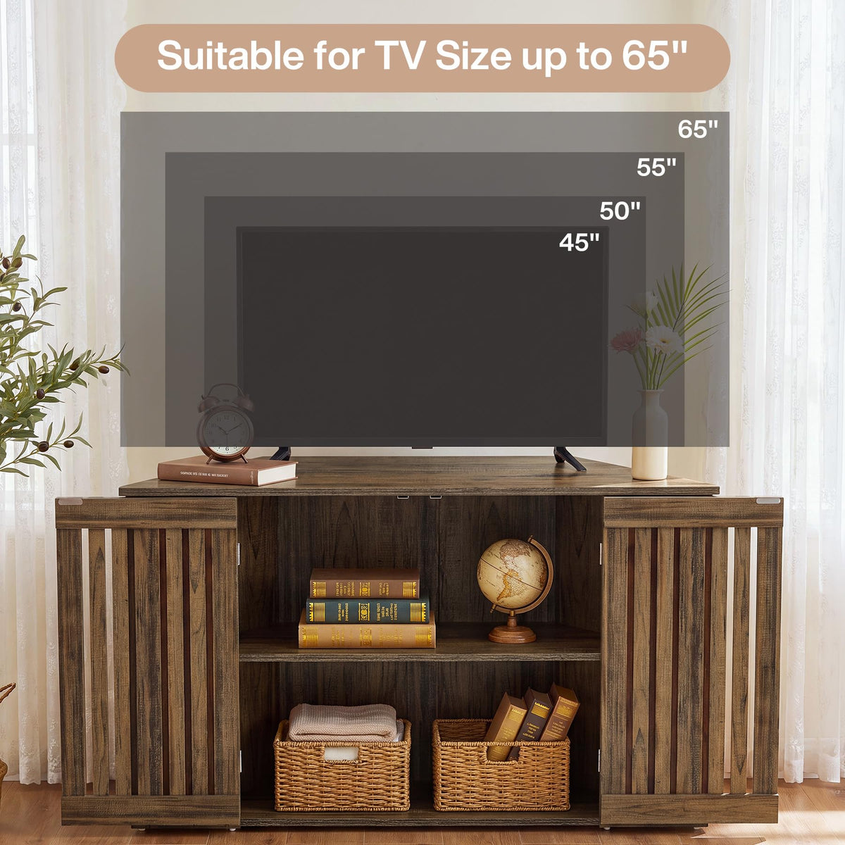 53" Farmhouse Corner TV Stand with Storage H941087
