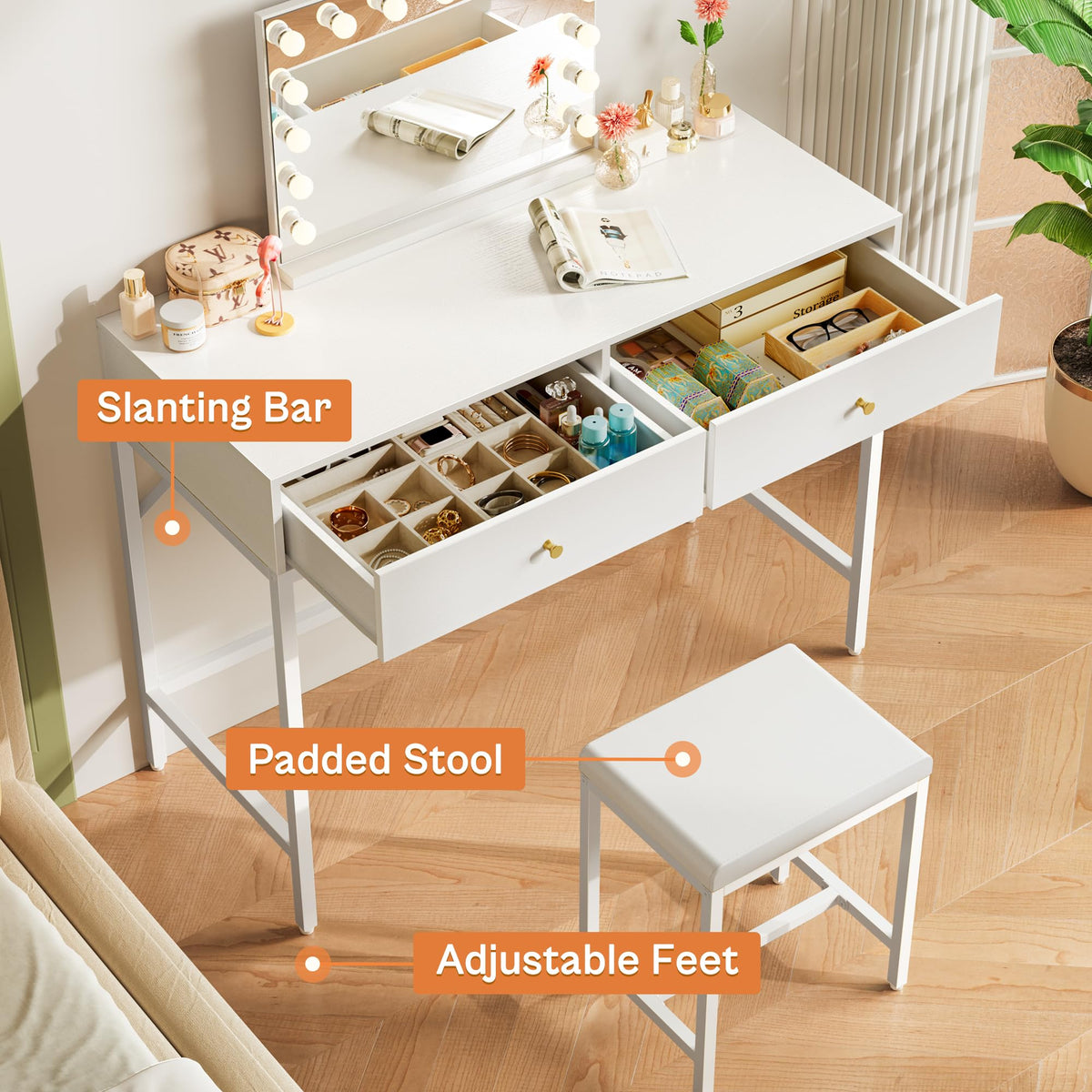 White Desk with 2 Drawers G94402