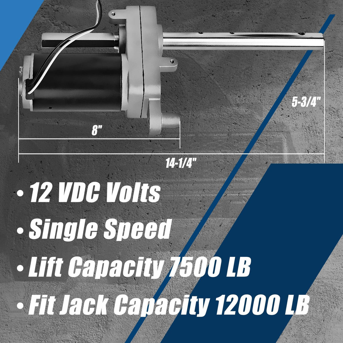 Electric Powered Trailer Jack Kit 12,000 lbs 12V Single Speed Tongue Jack with Control Switch X409