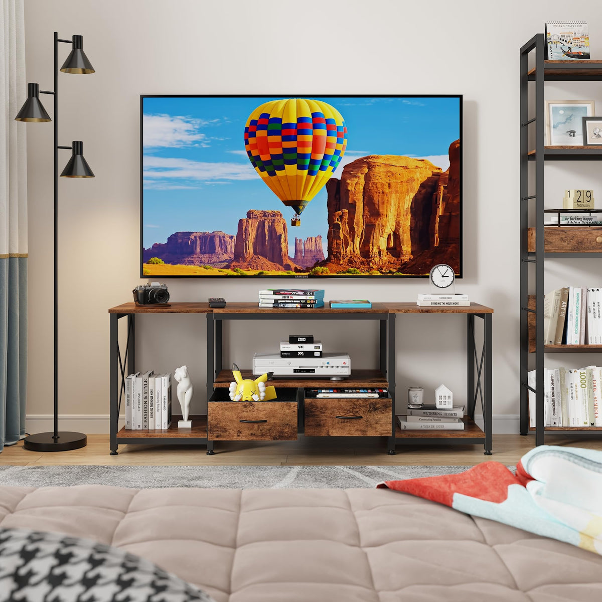 Fabric Drawers TV Stand for 65 70 75 Inches TV K91634