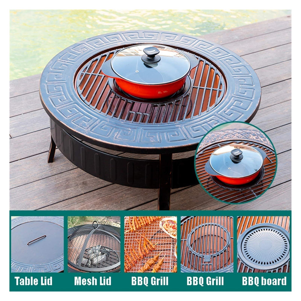 Wood-Burning Fire Pit Bowl with Spark Screen Z437273