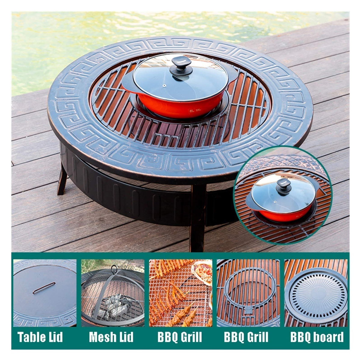 Wood-Burning Fire Pit Bowl with Spark Screen Z437273
