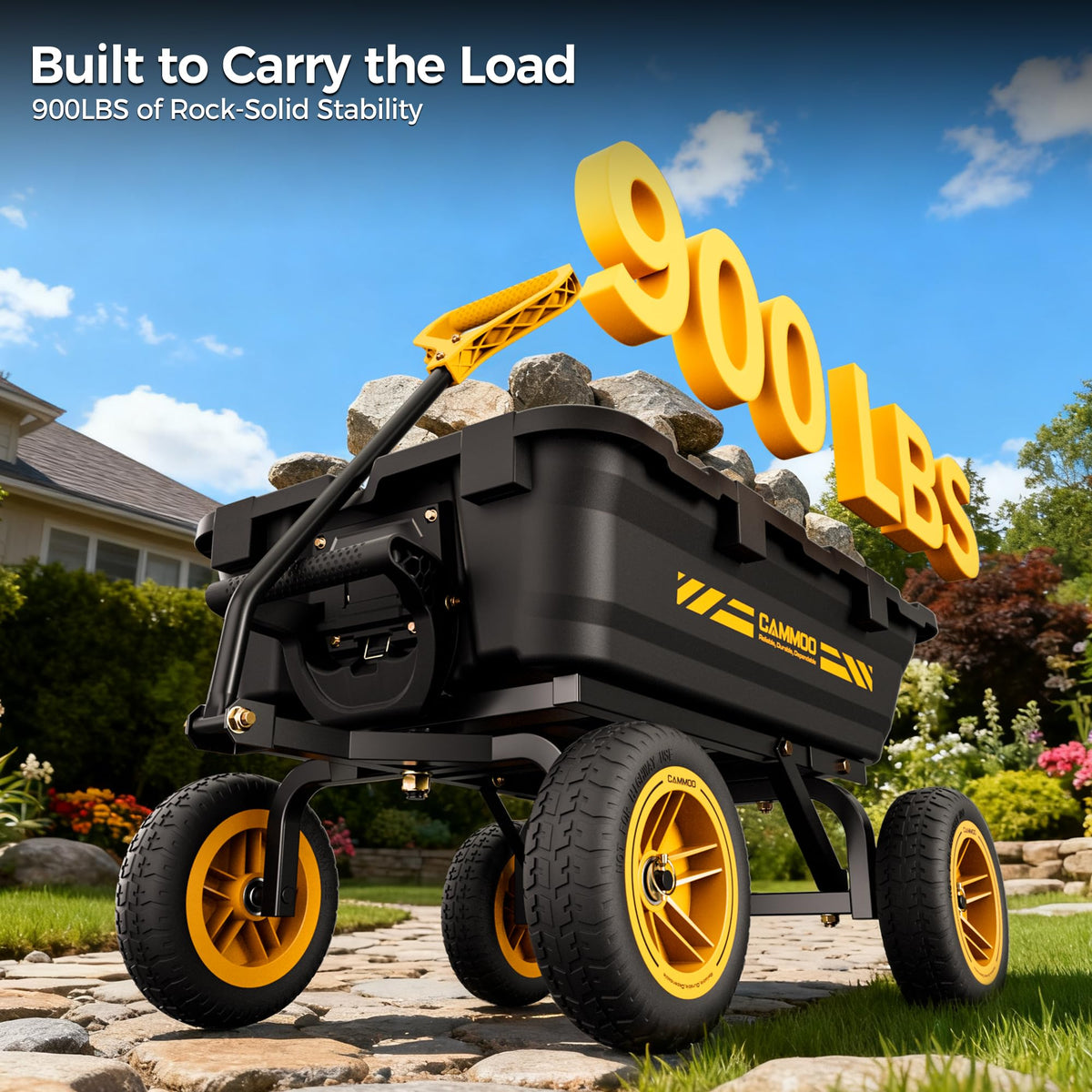 10-in No-Flat Tires Garden Dump Cart Wheelbarrow P324