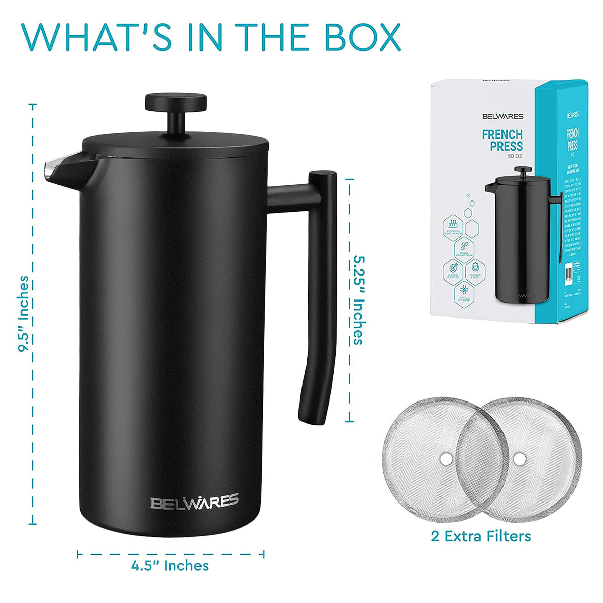Insulated French Press Coffee Maker 50oz E319