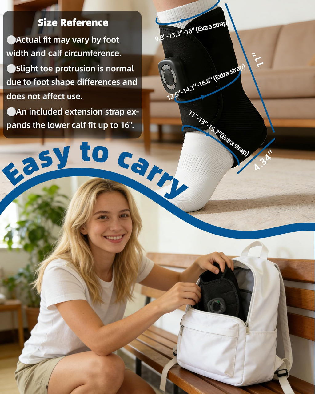 Cordless Air Compression Foot & Ankle Massager with Heat & Vibration H8132