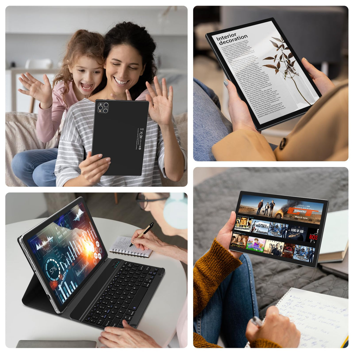 10 inch Android Tablet with Keyboard, 128GB ROM 16GB RAM, Black H9683