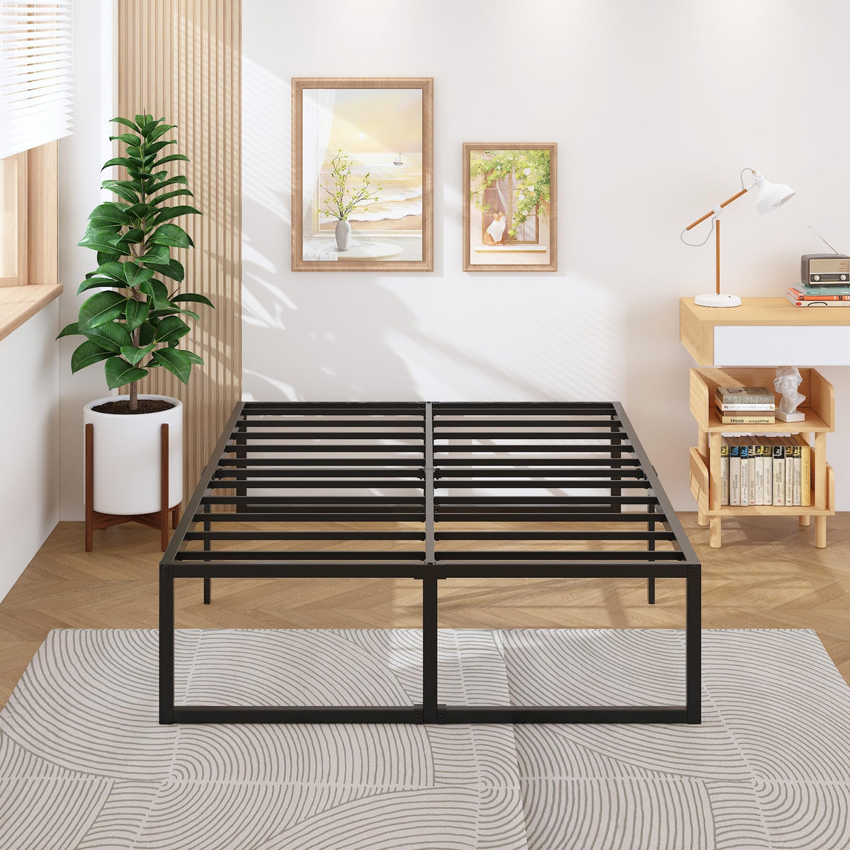 Queen Bed Frame 18 Inch with Steel Slat Support M1117