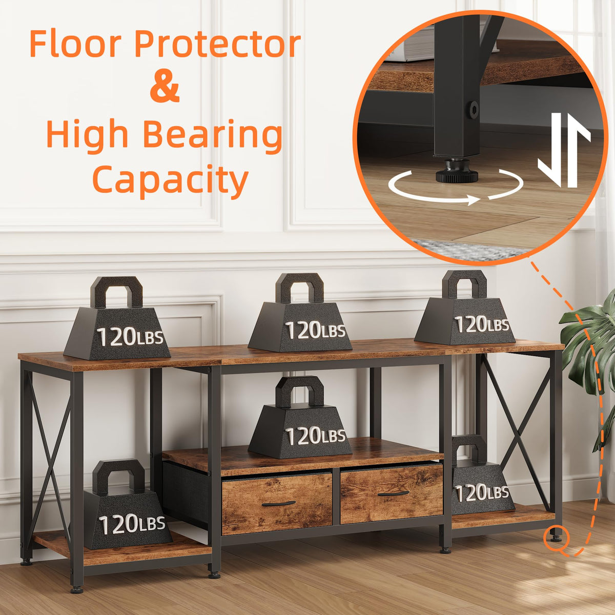 Fabric Drawers TV Stand for 65 70 75 Inches TV K91634