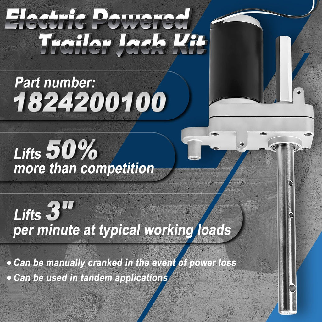 Electric Powered Trailer Jack Kit 12,000 lbs 12V Single Speed Tongue Jack with Control Switch X409