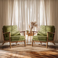 Green Linen Fabric Upholstered Accent Chair Set of 2 P407