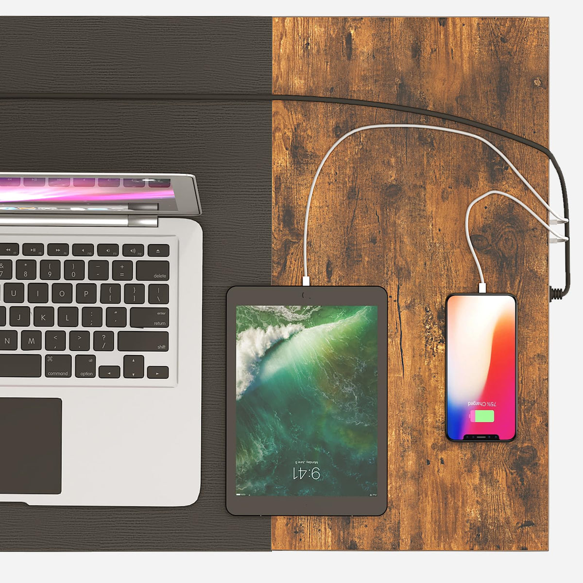 31.5 Inch Computer Desk with Power Outlet and USB Charging Ports O402428