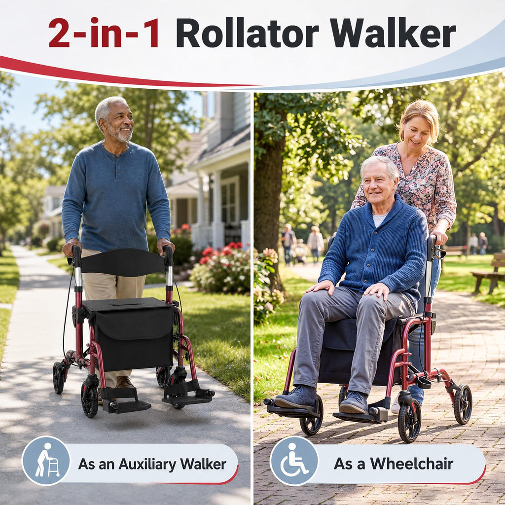 Foldable Rollator Walker 4 Wheel Transport Chair U628642