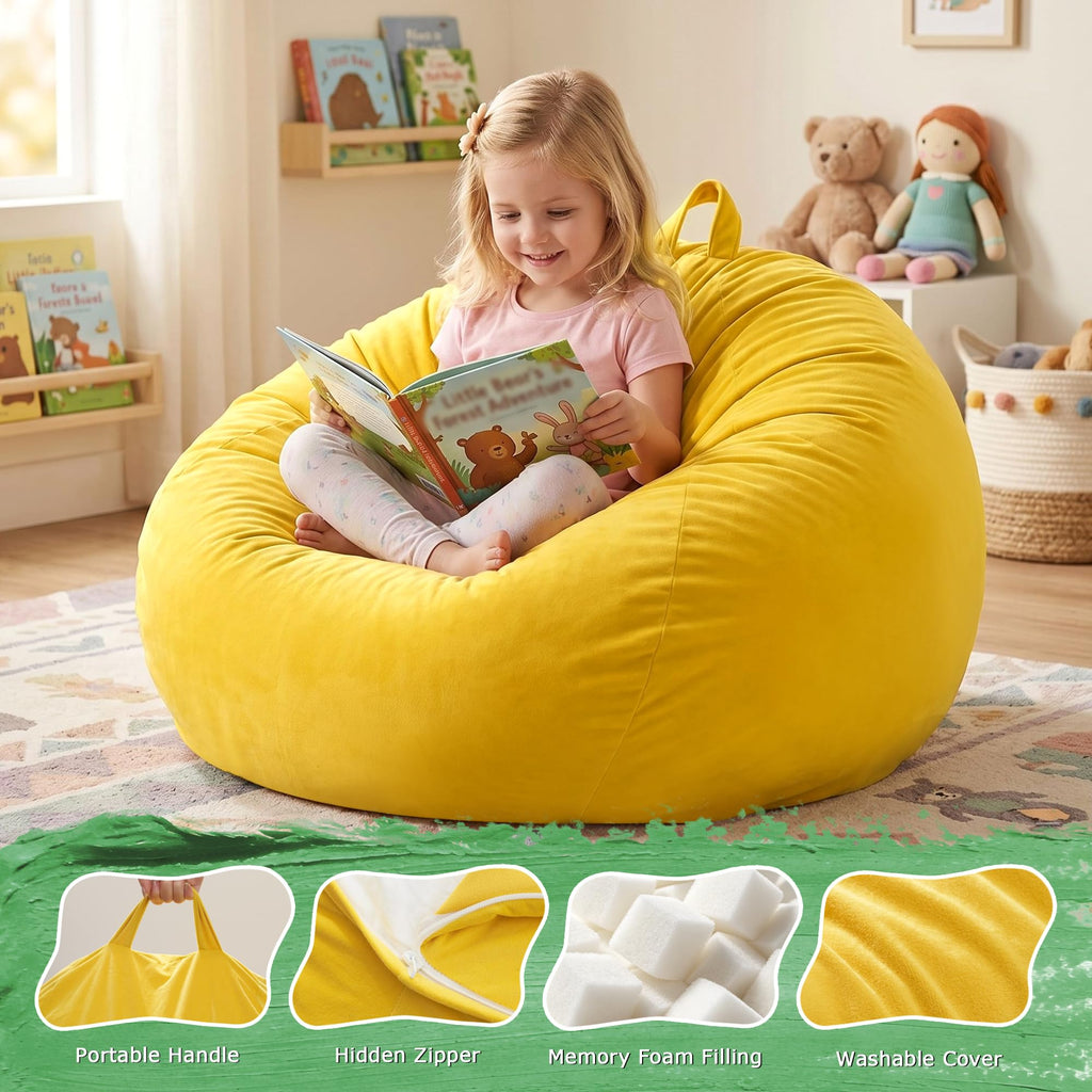 Bean Bag Chair Yellow 2FT A8091