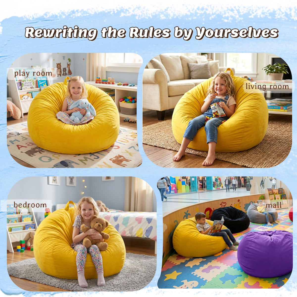 Bean Bag Chair Yellow 2FT A8091
