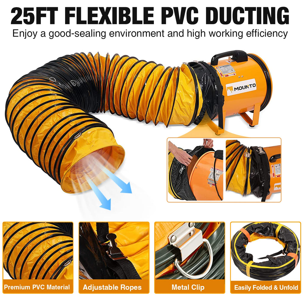 12-Inch Heavy Duty Cylinder Axial Fan with 25-Foot Vinyl Hose T770414