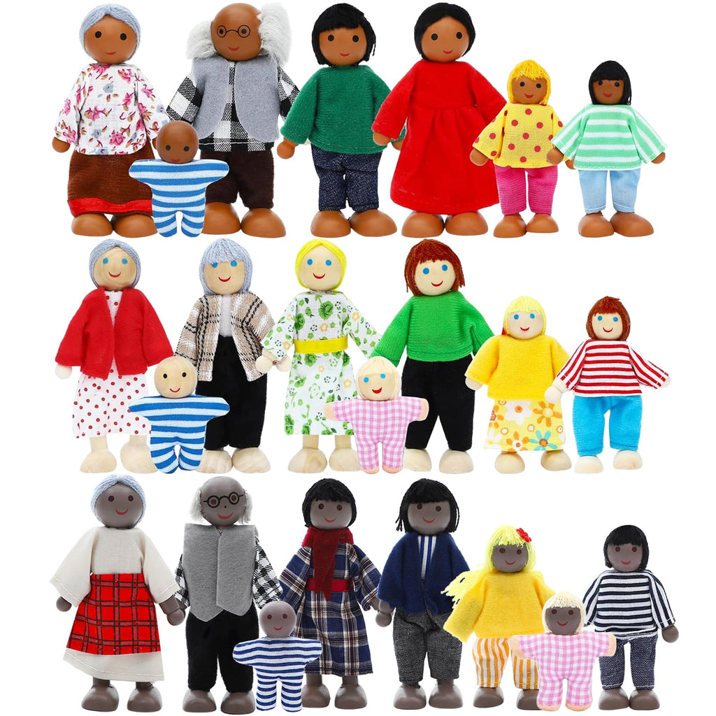Wooden Dollhouse Family Set 23 Pieces Q167
