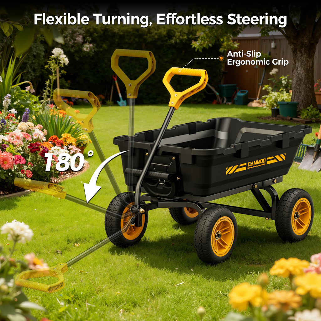 10-in No-Flat Tires Garden Dump Cart Wheelbarrow P324